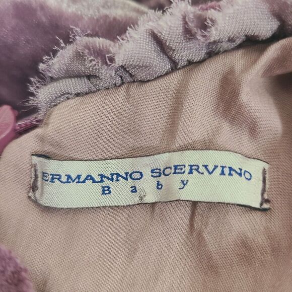 Ermanno Scervino Baby Dress Purple Velvet Silk Blend Ruffle 12 mos? Sleeveless - Picture 3 of 5